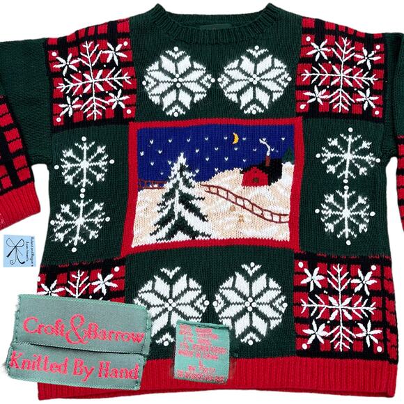 Croft&Barrow Knitted by Hand Winter Christmas Sweater Sz L - Picture 1 of 7